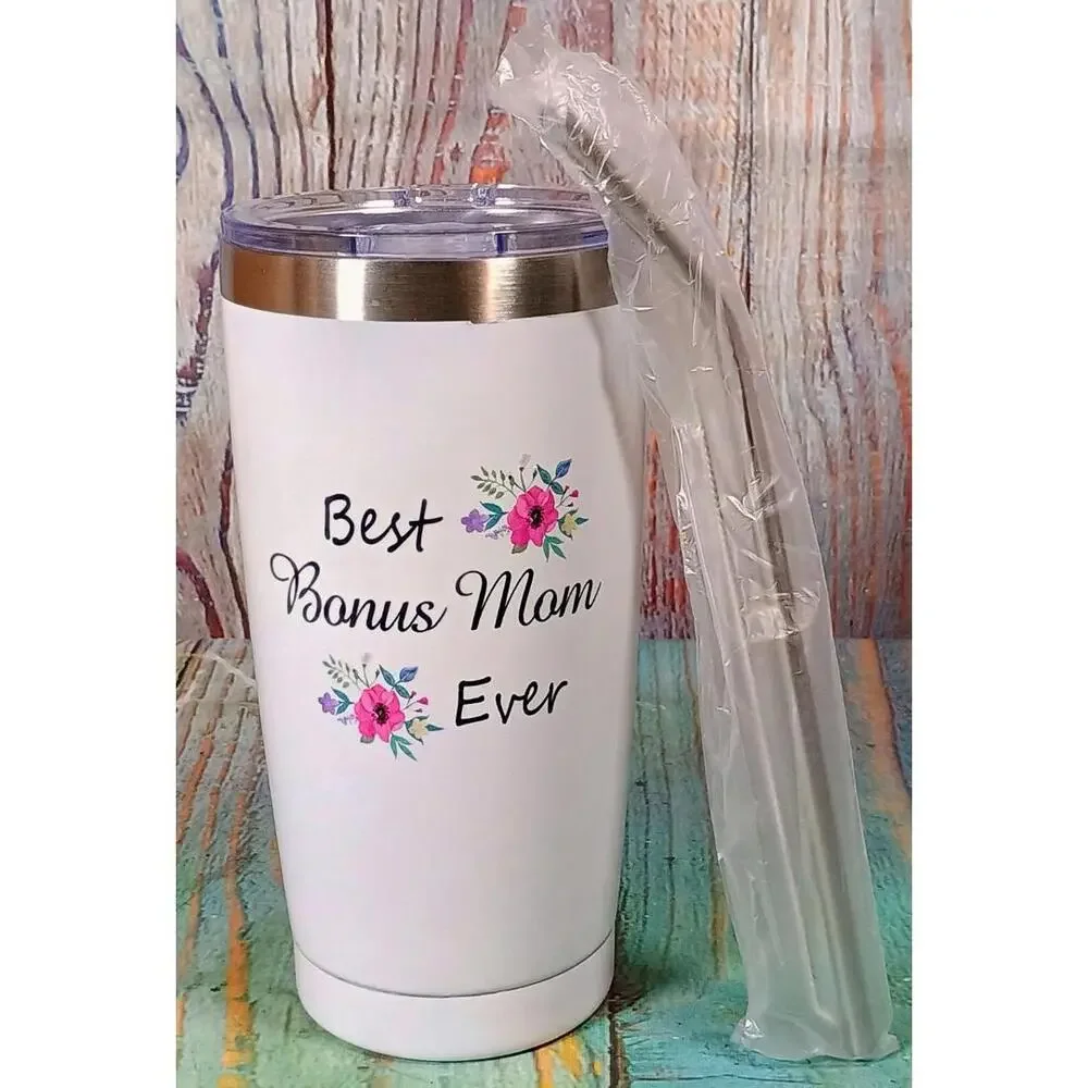 Best Bonus Mom Ever Stainless Steel‎ Travel Tumbler with Straw